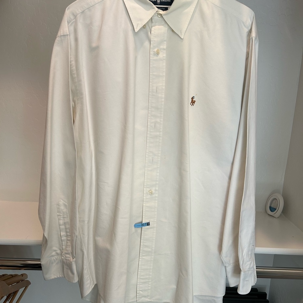 Ralph Lauren White Dress Shirt with Embroidered Logo